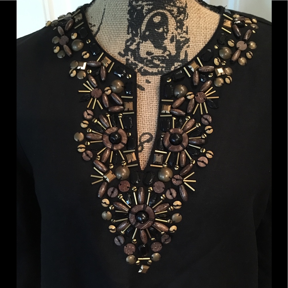 Ruby Rd. Black Tunic with Brown Embellishments